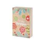 Calendario dell'Avvento Livarno Home in legno, vista laterale opposta con palline decorative dipinte