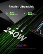 Belkin BoostCharge cavo USB-C 240W per ricarica ultra rapida di iPad Pro e MacBook Pro certificato USB 240W
