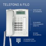 Panasonic KX-TS880EXW telefono a filo, dettaglio tasti memoria, rubrica 50 voci e chiamate veloci