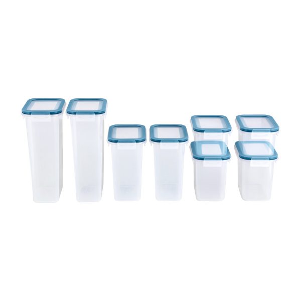 Silvercrest set 8 contenitori salvafreschezza in plastica BPA free vuoti con coperchio blu ermetico