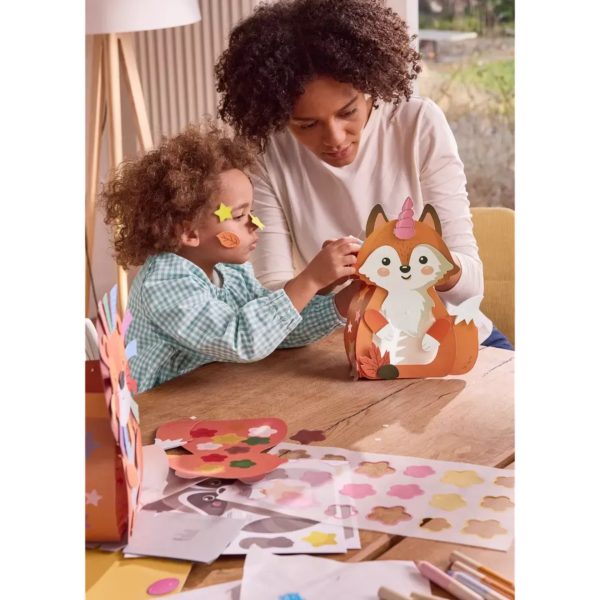 Crelando Set Bricolage Lanterne LED Gatto/Volpe, bambina e mamma decorano insieme la lanterna volpe