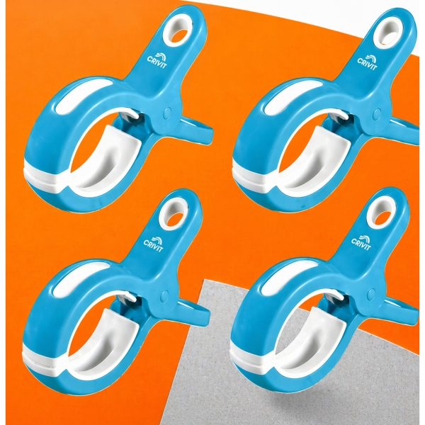 Set 4 mollette Crivit XXL azzurre per asciugamani, clip Handtuch in plastica resistente con logo