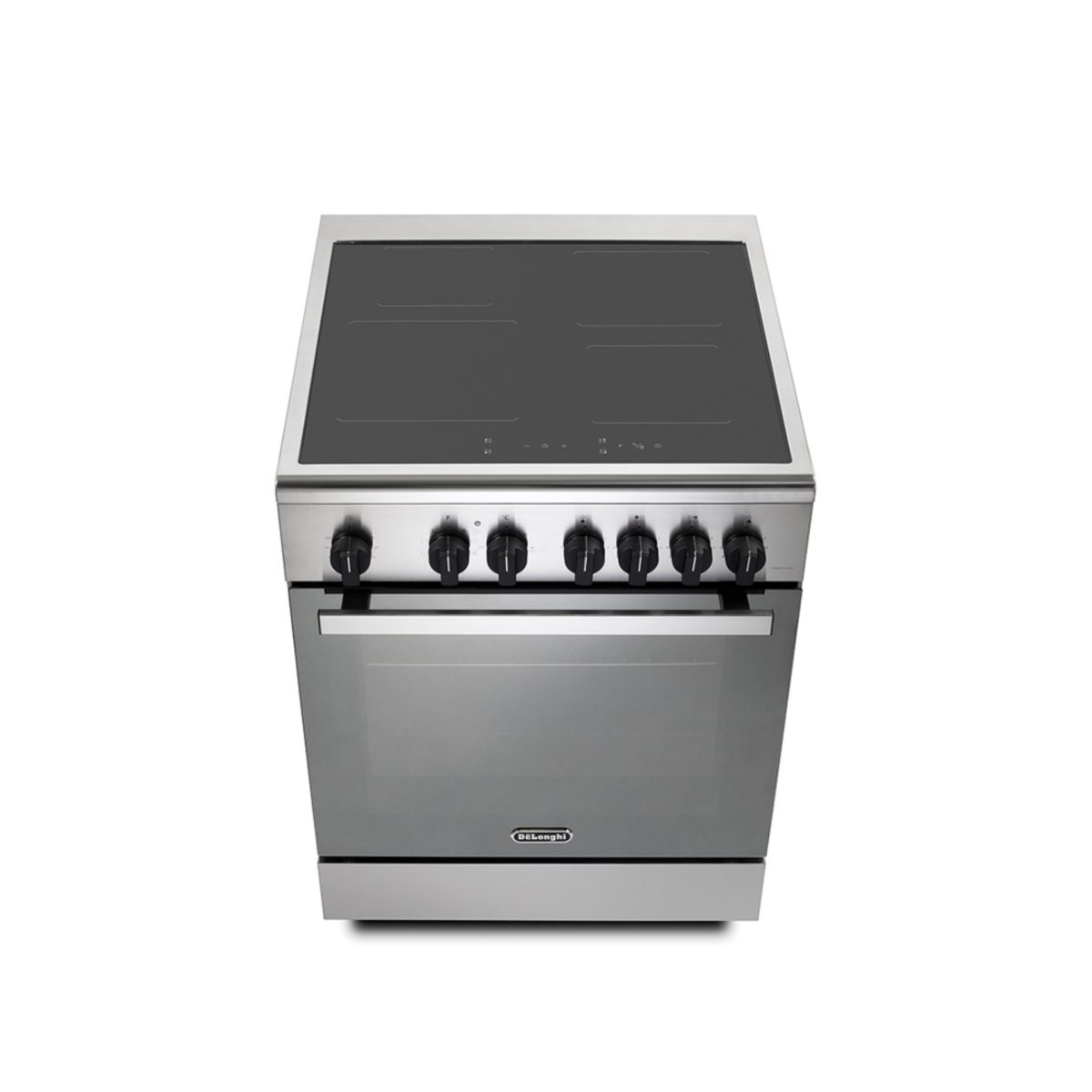De'Longhi DMX 64 INL cucina a induzione, vista dall'alto del piano cottura in vetroceramica nero