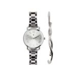 Orologio Auriol donna al quarzo con quadrante bianco e bracciale intrecciato incluso nel set