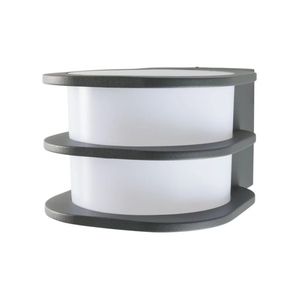 Livarno Lux applique LED esterno smart Zigbee vista laterale, corpo antracite e diffusore in policarbonato