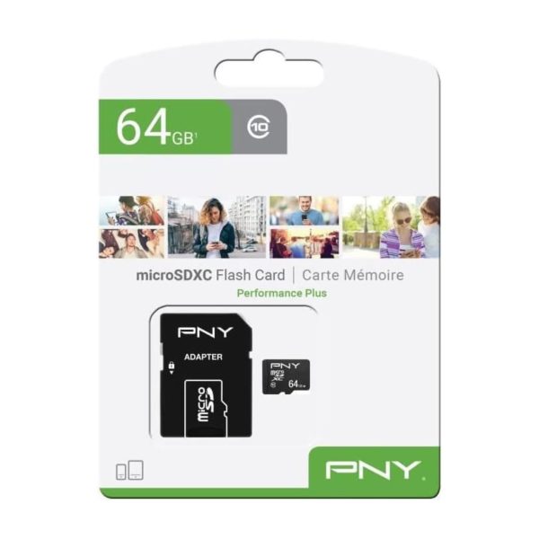 PNY Performance Plus 64GB MicroSDXC Class 10 nella confezione originale con adattatore SD incluso