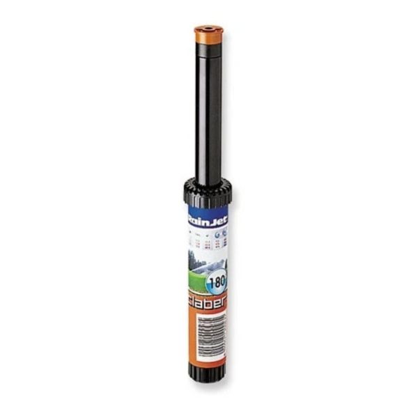 Claber 90055 irrigatore pop-up statico 180° rialzo 10 cm, vista frontale con confezione originale RainJet