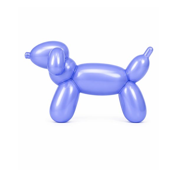 Livarno Scultura Palloncini a forma di cane in ceramica lucida azzurra, vista laterale completa