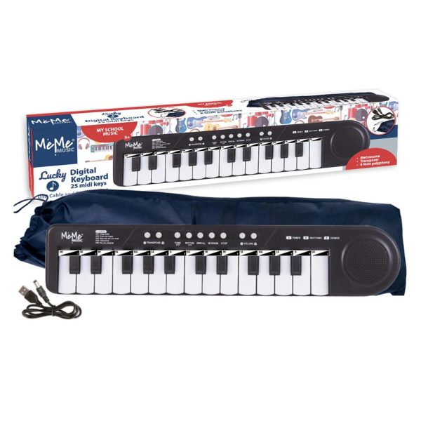 Tastiera Musicale MeMe Music Lucky Black 25 tasti con confezione, sacca porta tastiera e cavo USB inclusi