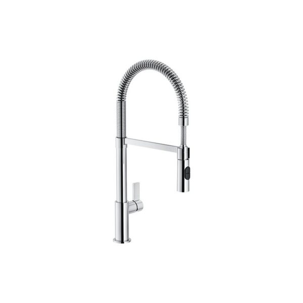 Franke Fox Pro miscelatore lavello cromo con doccia estraibile, vista frontale completa