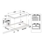 Piano cottura Hotpoint PHN 960MST 6 fuochi, schema tecnico con dimensioni e misure di incasso in cm