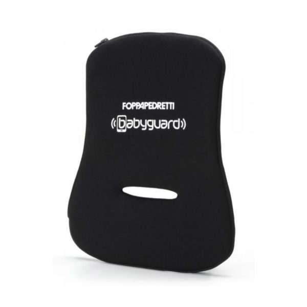 Foppapedretti Baby Guard dispositivo antiabbandono, cuscino nero con logo su seggiolino auto