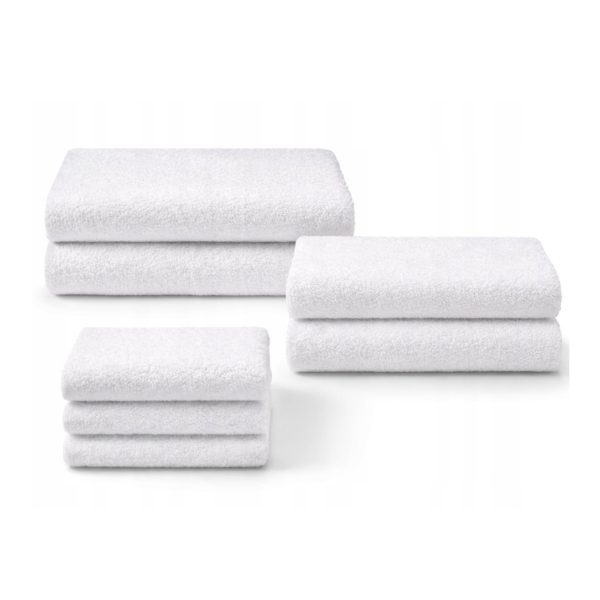 Livarno Asciugamani Cotone Puro 2 Pezzi Bianco 50x100cm piegati su sfondo bianco, set completo