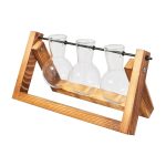 Parkside set coltivazione talee in vetro borosilicato con base in legno, vista laterale in prospettiva