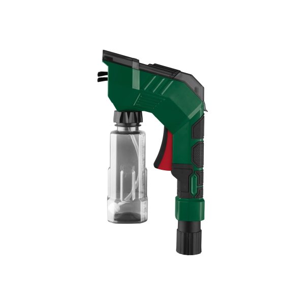 Spazzola Parkside Wet Dry con serbatoio acqua 350ml vista laterale, dettaglio setole e ugello