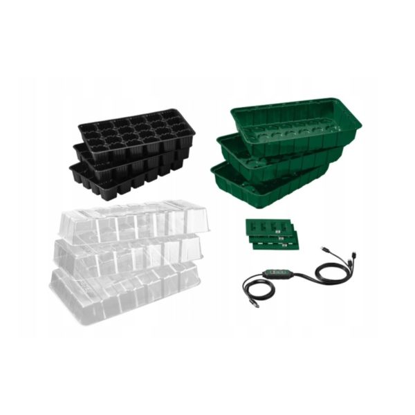 Parkside set mini serra LED con 3 vasche, coperchi trasparenti, cavo LED e regolatori aerazione per germinazione