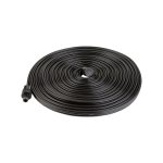 Tubo per irrigazione Parkside 20m Ø13mm avvolto a spirale, vista laterale con raccordo estensibile nero