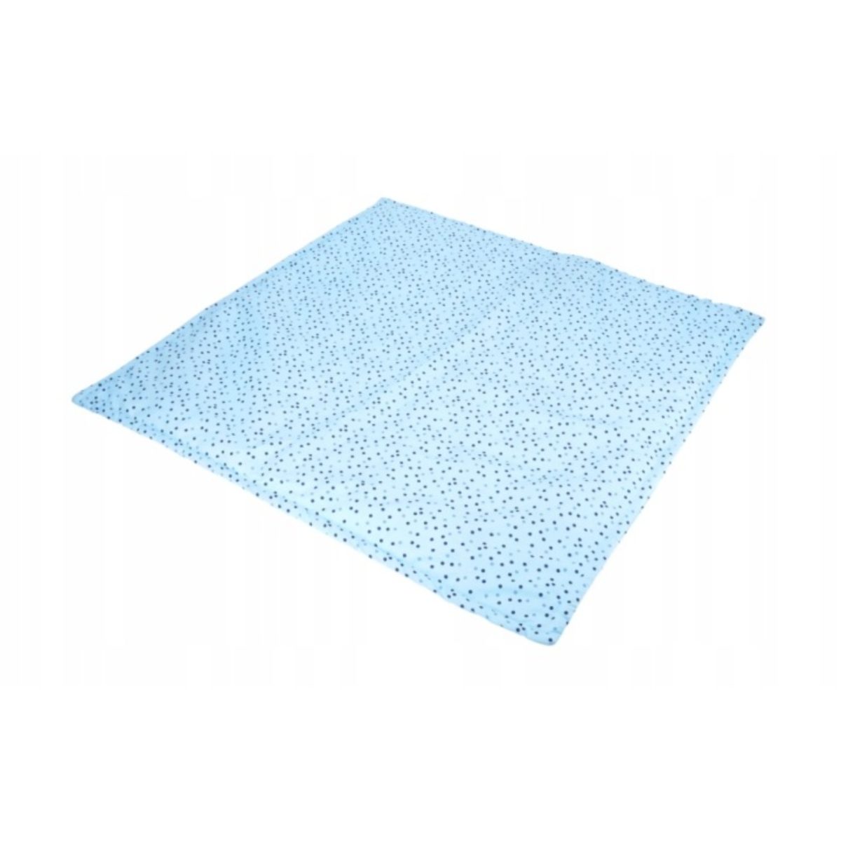 Retro della coperta Lupilu 90x90 cm con fantasia a pois blu su fondo azzurro