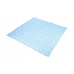 Retro della coperta Lupilu 90x90 cm con fantasia a pois blu su fondo azzurro