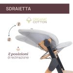 Chicco Sedia Evolutiva Meraviglia 4in1 Ebony, funzione sdraietta con cuscino in cotone organico e 2 posizioni di reclinazione