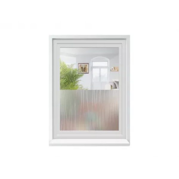 Pellicola adesiva Livarno 67,5x200cm applicata su finestra, effetto privacy decorativo nella parte inferiore del vetro