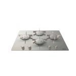 Piano cottura Candy CFX 74 a gas 4 fuochi inox 75cm, vista prospettica con manopole