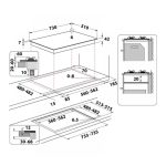 Piano cottura gas Whirlpool GOWL 758 scheda tecnica con dimensioni e misure di installazione dettagliate