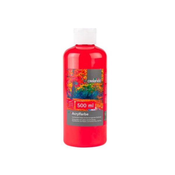 Crelando colore acrilico rosso 500ml, flacone nuovo con tappo a vite ed etichetta frontale