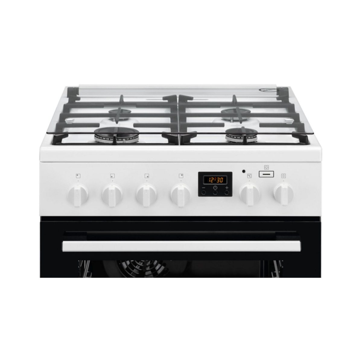 Electrolux LKK640200W dettaglio piano cottura a gas 4 fuochi con manopole e display