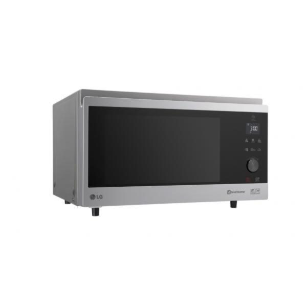 LG MJ3965ACS forno microonde grill 39L, vista frontale con display digitale e pannello comandi
