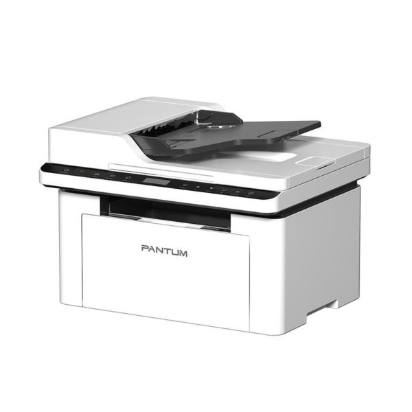 Pantum M6552NW multifunzione laser A4, vista frontale a tre quarti con ADF e pannello comandi