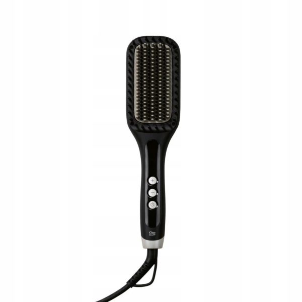 Cien Beauty CHGB 50 spazzola lisciante nera, vista frontale con setole e tasti di regolazione temperatura