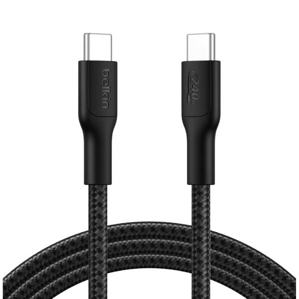 Belkin BoostCharge cavo USB-C 240W 2m intrecciato nero con connettori USB-C su entrambe le estremità