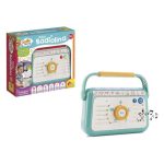 Carotina Baby Radiolina confronto confezione e prodotto con pulsanti touch e note musicali