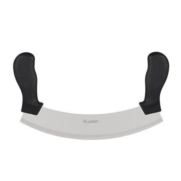 Mezzaluna Anatomica Marietti 26 cm in acciaio inox con doppia impugnatura nera, vista frontale completa