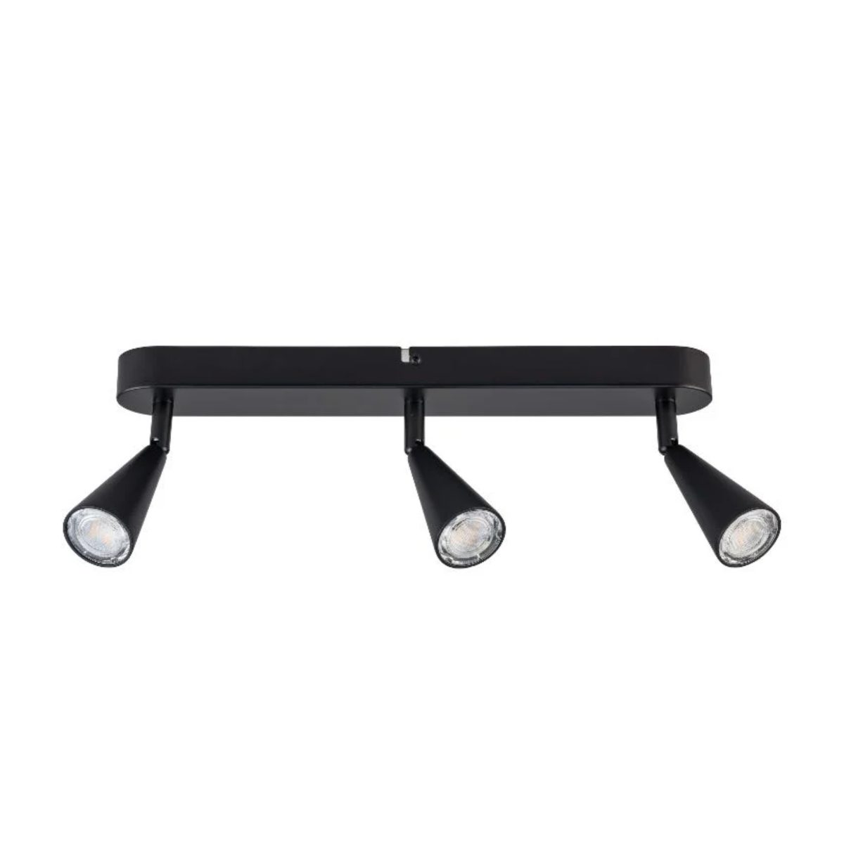 Plafoniera LED Livarno nera decorativa 3 faretti direzionali, vista frontale dettaglio design