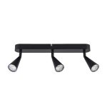 Plafoniera LED Livarno nera decorativa 3 faretti direzionali, vista frontale dettaglio design