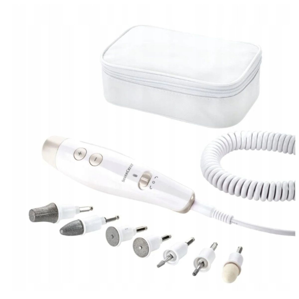 Silvercrest Set Manicure Pedicure 7 Punte - Kit Completo Silvercrest Set Manicure Pedicure con 7 punte zaffiro, custodia da viaggio e cavo a spirale, confezione danneggiata