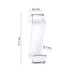 Aquasanit Jack gancio doppio per termoarredo con dimensioni quotate 6,4x11cm in resina trasparente