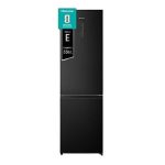 Hisense RB440N4AFE frigorifero combinato nero 336L vista frontale con etichetta classe energetica E