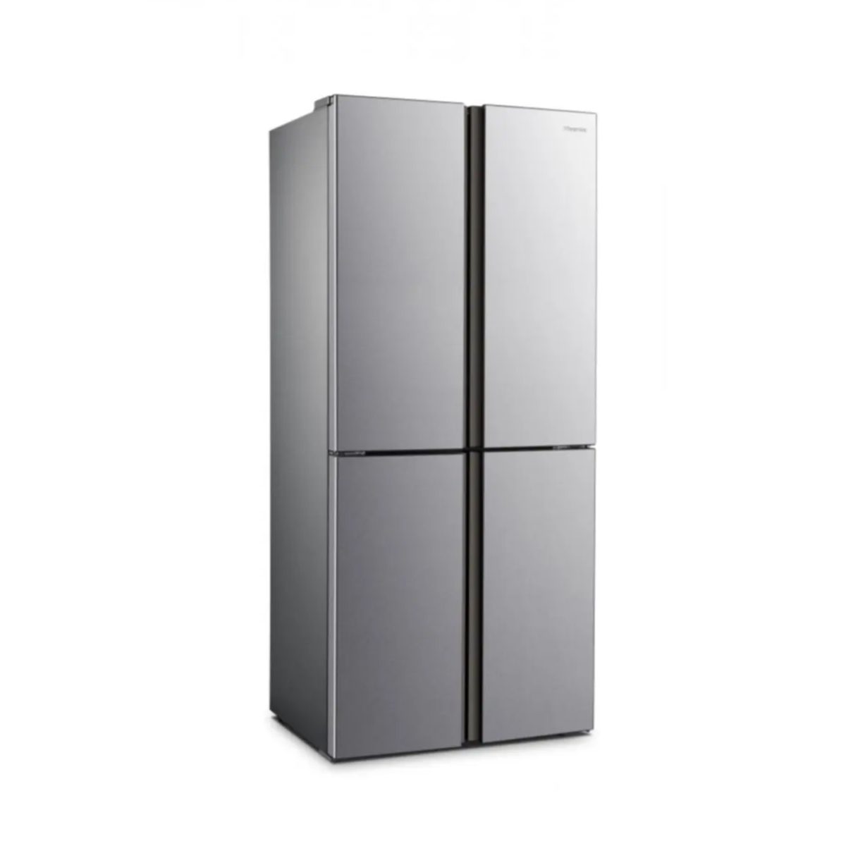 Hisense RQ515N4AC2 frigorifero Cross Door 4 porte in acciaio inox vista laterale con porte chiuse