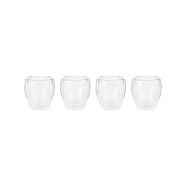 Silvercrest bicchieri termici doppia parete 75ml, set da 4 pezzi vuoti in vetro trasparente