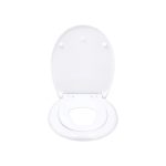 Sedile WC Livarno Home universale, vista dall'alto con coperchio aperto e cerniere visibili