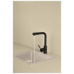 Miscelatore Livarno Home installato su lavello con canna girevole 360° ed erogazione acqua