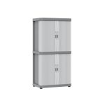 Terry Rolling Space Modular 2 armadio in plastica grigio 115cm, vista frontale con 2 ante chiuse