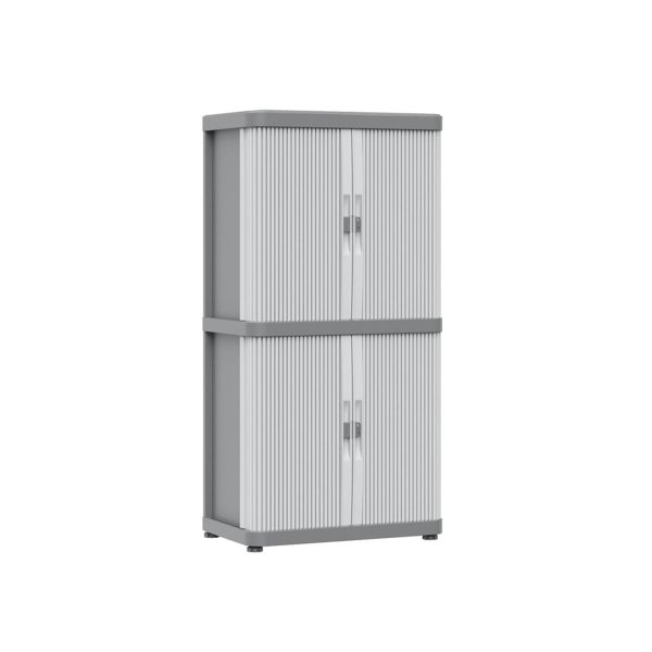Terry Rolling Space Modular 2 armadio in plastica grigio 115cm, vista frontale con 2 ante chiuse