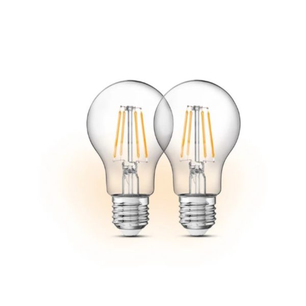 Coppia di lampadine Livarno LED Filamento E27 4.2W bianco caldo con vetro trasparente e attacco a vite