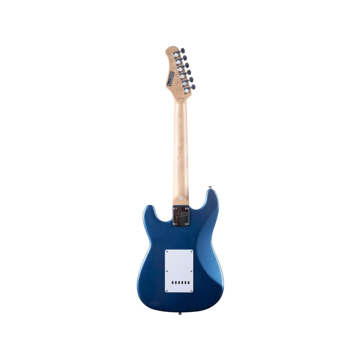 Eko Tribute ST-100 3/4 Metallic Blu, vista posteriore con manico e meccaniche cromate