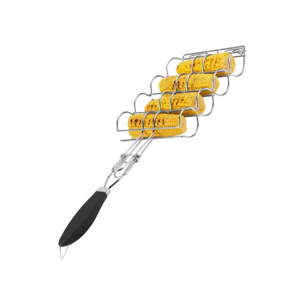 Cestino Graticola Doppia Grillmeister con pannocchie di mais grigliate, manico ergonomico nero