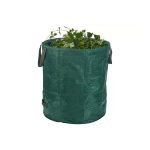Sacco da giardino Parkside 120L verde riempito con rami e foglie, maniglie laterali visibili